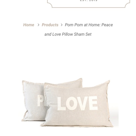 POM POM AT HOME: PEACE AND LOVE PILLOW SHAM SET (2 shams) from the Jilly Box - Picture 2 of 5